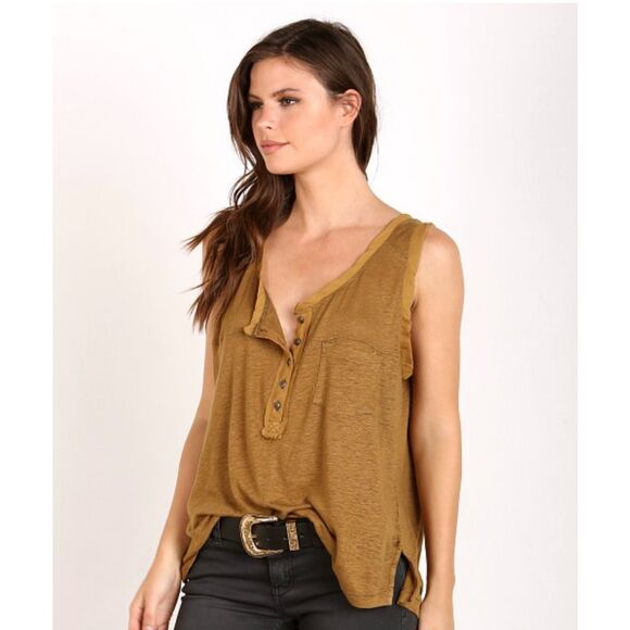 FREE PEOPLE Traveler Tank Moss, Boho, Relaxed, Sz XS - Picture 1 of 8